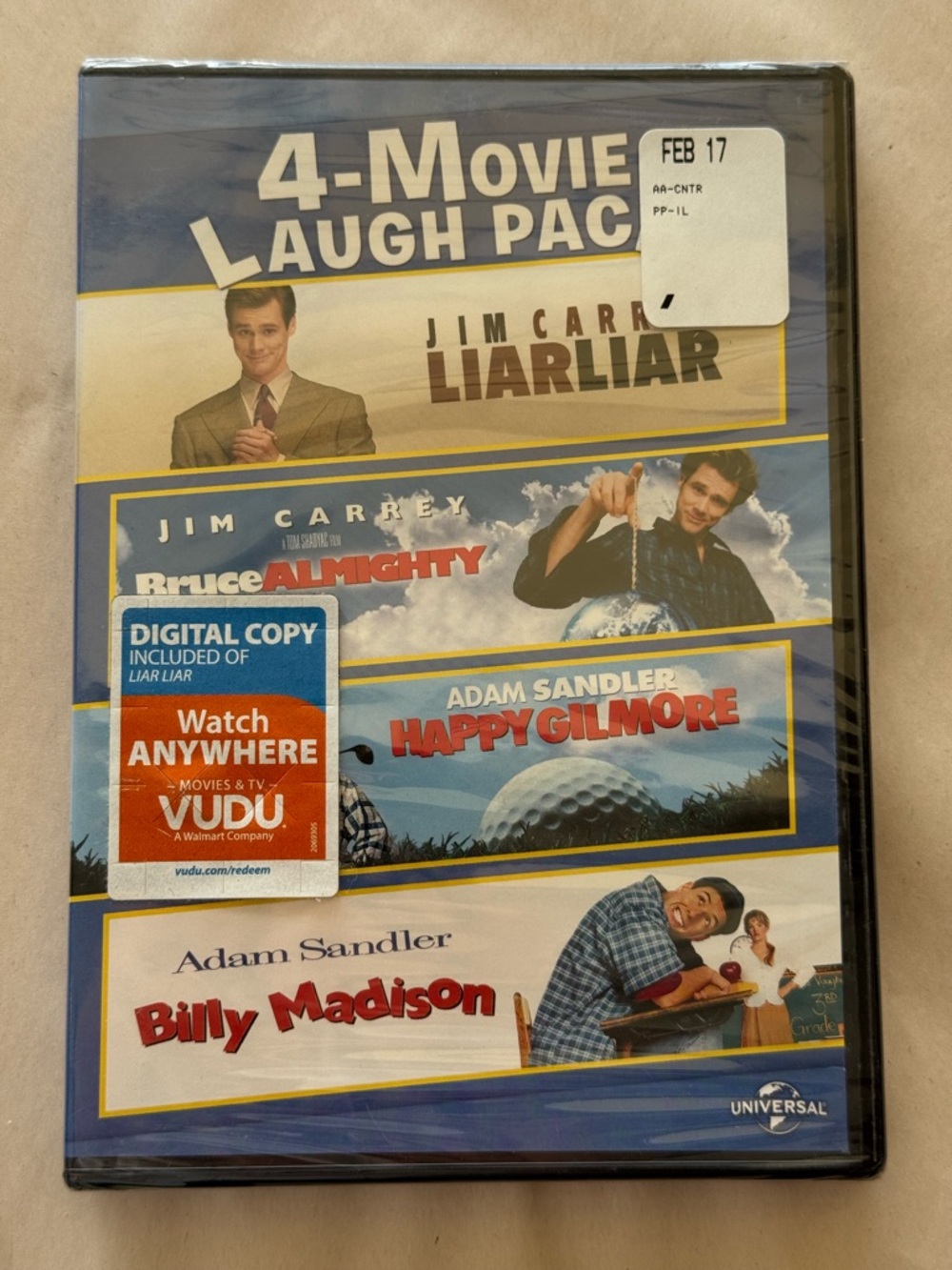4-Movie Laugh Pack - Jim Carrey & Adam Sandler Comedy Collection (Blue)